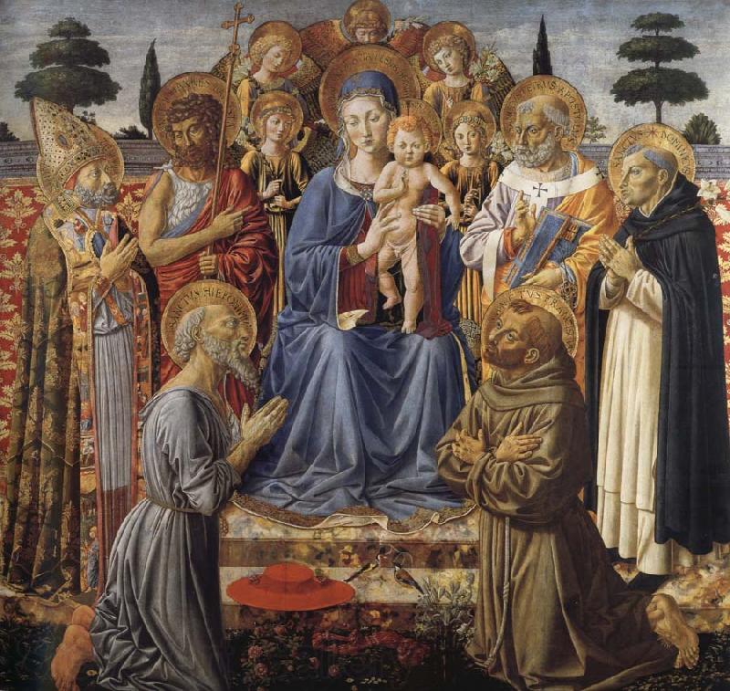 Benozzo Gozzoli The Virgin and Child Enthroned among Angels and Saints France oil painting art